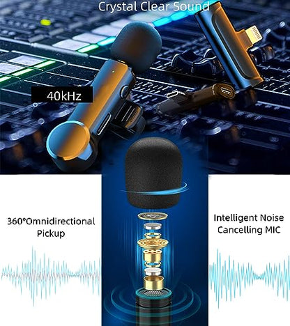 NPTCL Mini Wireless Microphone USB C for iPhone 17/16/15, Android Phone | Noise Canceling Clip on Mic,10 Hour Battery Life, 100Ft Transmission for Video Recording Vlogging Streaming Youtube Tiktok - style: 01 USB C