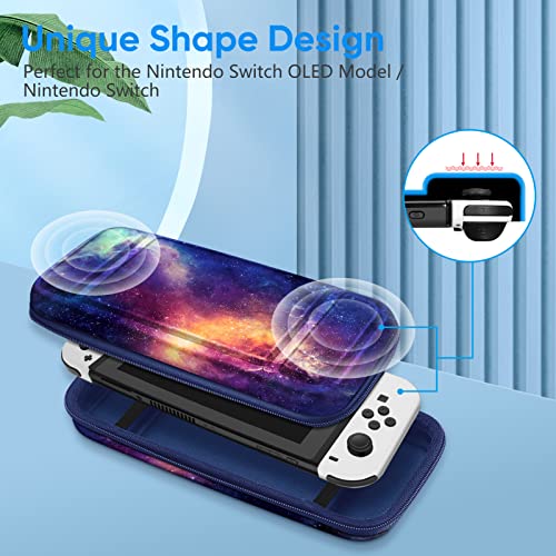 FINTIE Carrying Case for Nintendo Switch / Switch OLED Model (2021) | Shockproof, Hard Shell Protective Cover, Portable Travel Storage Bag, 10 Game Card Slots & Inner Pocket - color: galaxy