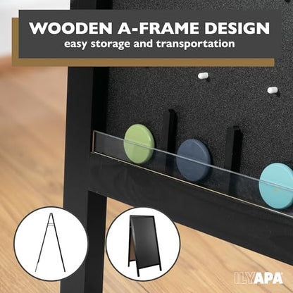 Ilyapa Prize Drop Board, 28x57 in - Penny Drop Game, Chalkboard Sign | Wooden A-Frame Chalkboard Sign, Includes 20 Coin Drop Discs & Eraser - For Trade Shows & Events - color: Black, size: 28x57