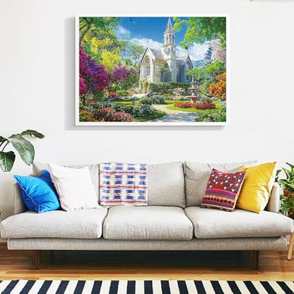 1000 Piece Puzzle for Adults,Little Chapel Puzzles,Beautiful Garden Countryside Jigsaw Puzzles 1000 Pieces,Fun Christian Puzzle for Adults Kids Seniors,Challenging Family Game Great Gift Idea,28x20 in - style: Little Chapel
