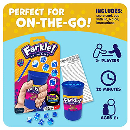 Continuum Games Farkle Fun Cup and Dice The Worlds Favorite Classic Push Your Luck Dice Game Includes Rolling Dice Cup, 6 Dice, and Scorepad Ages 6 and up - style: Fun Cup