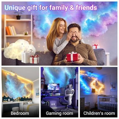 3D Thundercloud Ceiling LED Light, RGB Cloud Light,11.5FT | Cotton DIY cloud light with RGB lightning. Creates a vibrant atmosphere for gaming rooms, parties, clubs, and DJ bars. - size: 11.5FT