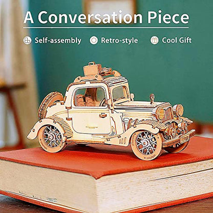 Rowood 3D Puzzles for Adults, Vintage Car Wooden Model Kits to Build, DIY Adult Craft Kit - style: Vintage Car