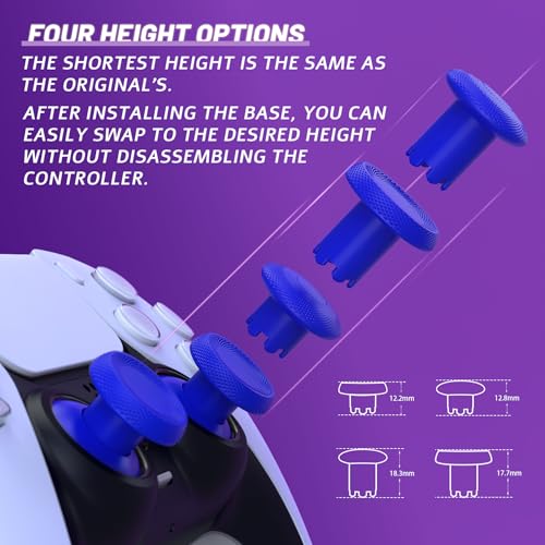 eXtremeRate ThumbsGear V3 Interchangeable Ergonomic Thumbsticks for PS5 Controller, Replacement Analog Thumb Sticks for PS4 Controller - 4 Height Adjustable Convex & Concave Grip Joysticks - Blue - color: Blue