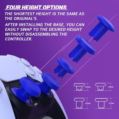 eXtremeRate ThumbsGear V3 Interchangeable Ergonomic Thumbsticks for PS5 Controller, Replacement Analog Thumb Sticks for PS4 Controller - 4 Height Adjustable Convex & Concave Grip Joysticks - Blue - color: Blue