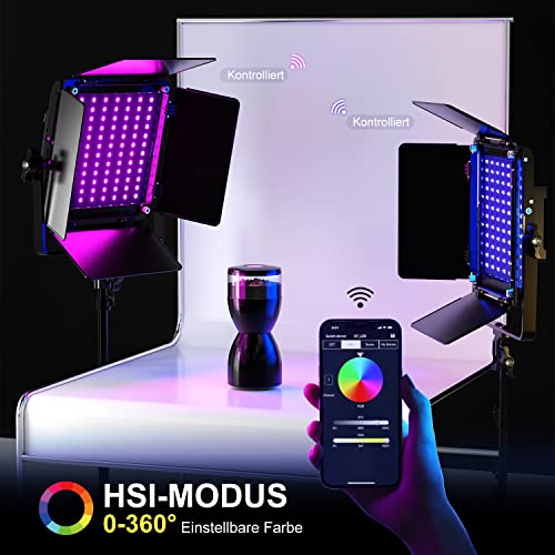 GVM 800D RGB Led Video Light, 2PCS Video Lighting Kit with APP Control, 40W Photography Lighting Led Panel Light with 18 Kinds of The Scene Lights for Studio YouTube, 3200K-5600K, CRI 97+ - size: 800D - 2 Pack