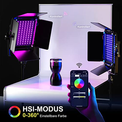GVM 800D RGB Led Video Light, 2PCS Video Lighting Kit with APP Control, 40W Photography Lighting Led Panel Light with 18 Kinds of The Scene Lights for Studio YouTube, 3200K-5600K, CRI 97+ - size: 800D - 2 Pack
