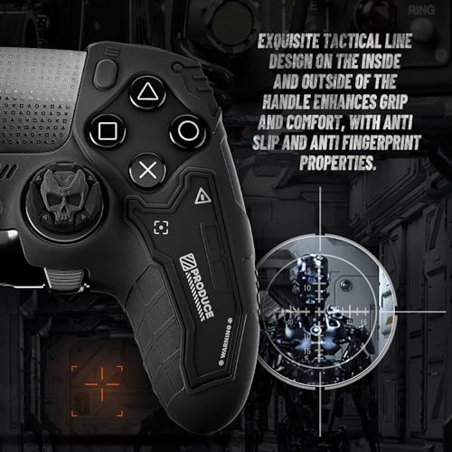 GesTac Tactical Skin Set for PS5 Edge Controller, Anti-Slip Silicone Protective Cover Skin Case Compatible with PS5 Edge Wireless Controller with 2 Thumb Grip Caps - Ghost Gray - color: Ghost Gray
