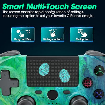 citnh Wireless Controller for PS4,compatible with ps4/slim/pro and windows pc 6-Axis Gyro/Multi Touch Pad/3.5mm Audio Jack/800mAh Battery and Speaker (Aurora Green) - color: Green