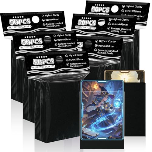 Black Card Sleeves Fit for MTG, 300 Pack Perfect Fit Standard Card Sleeves for Trading Cards Sports Cards Baseball Cards TCG, Sturdy and Nice Shuffling - color: Black, size: 300ct standard