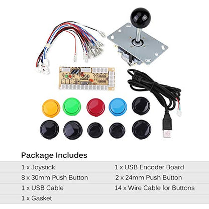 Wear-Resistant Arcade Buttons Diy Kit, Arcade Buttons Game Controller Kit, Professional Plastic And Metal for Fight Stick Mame Systems