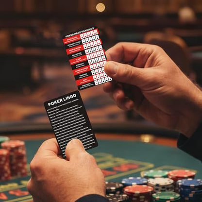 Casino Game Reference Cards, Blackjack and Poker Styles | Pocket-size PVC reference cards with protective sleeve options for blackjack strategy or Texas Hold'em hand rankings - style: Texas hold 'em strategy