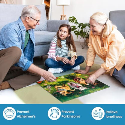 6 Pack 24 Large Piece Puzzle for Seniors Paper Dementia Puzzles for Elderly Adults Easy Puzzle Hummingbird Turtle Dog Panda Jigsaw Puzzle Activities for Elderly Seniors Gift | Hummingbird Turtle Dog Panda Jigsaw Puzzle for Adults Activities for Elderly Se