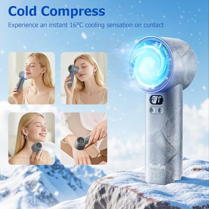 HandFan 5200mAh High Speed Handheld Turbo Fan, 13000 RPM Powerful Cooling Ice Fan, Portable Mini Fans Rechargeable, 100 Speeds Adjustable, for Summer Beach Travel Concerts, Gifts for Women(Gray) - color: Gray