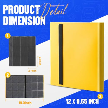 Card Binder 9-Pockets, Trading Card Binder,20 Pages, 360 Card Capacity Collection Binder, Card Folder for MTG, TCG, Game Cards & Sports Cards（Yellow） - color: Yellow