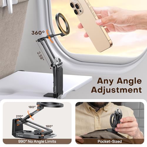 OMOTON 360°Rotating Adjustable Aluminum for MagSafe Tripod, Black& Black | Magnetic Phone Tripod for iPhone 17/16/15 Pro Max Air, Foldable Cell Selfie Stick Fits Vlog, Gym Travel Essentials, 2Pcs - color: 8-Black& Black