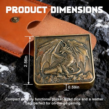 7-in-1 DND Pocket Spinner Dice Set, Foldable Flip Dice with Delicate Dragon Iron Box, Compact Dice Set for DND Role-Playing Games Fans (Glod) - color: Glod