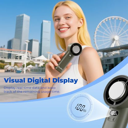 HandFan 5200mAh High Speed Handheld Turbo Fan, 1-100 Speeds Adjustable Powerful Cooling Ice Fan, Portable Mini Hand Fans Rechargeable, for Summer Beach Travel Concerts, Gifts for Women(Brown) - color: Brown
