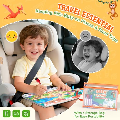 JoyCat Seek & Find Game Book - Animal Preschool Learning Activity | for Toddlers & Kids, Travel Activities Toys for Road Trip, Christmas Toys, Educational Gifts for Boys Girls Ages 3-5 - style: 4. Seek & Find Animals