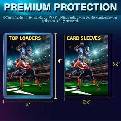 400 Card Sleeves, Clear Hard Sleeves for Cards, 3"X4" Baseball Card Sleeves, Blue Hard Plastic Card Protectors for Trading Sports Football Game Cards (200 Hard Sleeves+200 Penny Sleeves) - size: 200 pcs + 200 pcs Blue