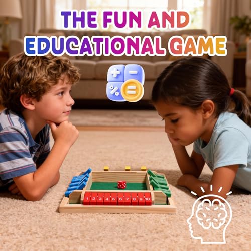 AICase Shut The Box Dice Game,Color Stack Game Family Edition Game,Easter Basket Stuffers 2-4 Player Family Wooden Board Table Math Games for Adults and Kids, 8 Dices Classics Games for Classroom,Home