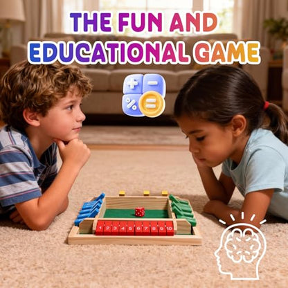 AICase Shut The Box Dice Game,Color Stack Game Family Edition Game,Easter Basket Stuffers 2-4 Player Family Wooden Board Table Math Games for Adults and Kids, 8 Dices Classics Games for Classroom,Home