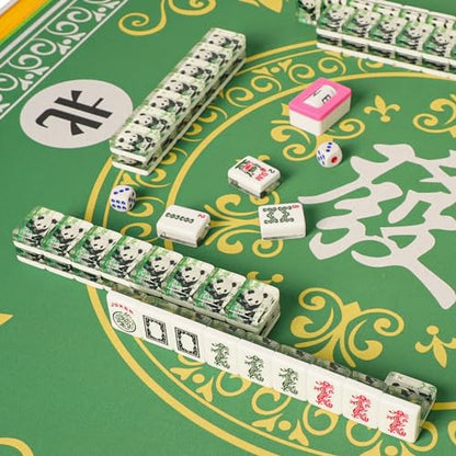 Mahjong Mat,Mahjong Game Table Mat with 3 Dice & Carrying Bag,31.5"x31.5" Green Rubber Anti-Slip Playmat for Mahjong, Card, Board & Tile Games - color: Green