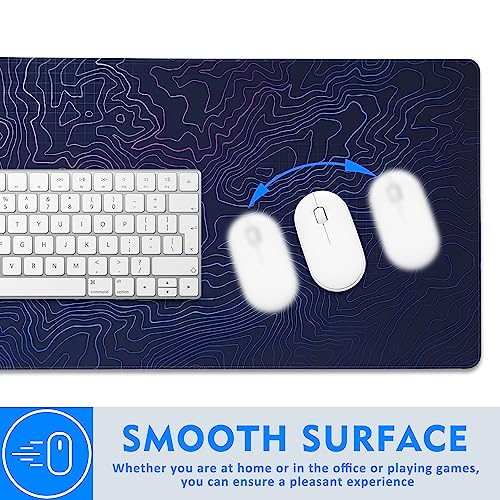 Abstract Topographic Line Extended Large Mouse Pad,Large Gaming Mouse Pad,Extended Big Desk Mat Keyboard Pad,Waterproof Non-Slip Desk Mat for Home Office and Gaming 35.4x15.7 Inch - color: Abstract Topographic Line