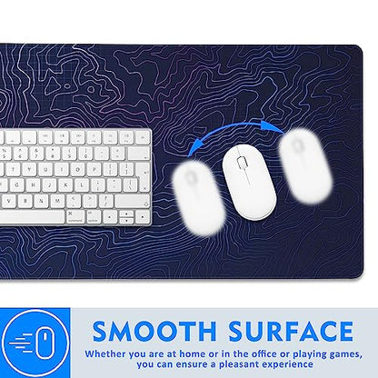 Abstract Topographic Line Extended Large Mouse Pad,Large Gaming Mouse Pad,Extended Big Desk Mat Keyboard Pad,Waterproof Non-Slip Desk Mat for Home Office and Gaming 35.4x15.7 Inch - color: Abstract Topographic Line