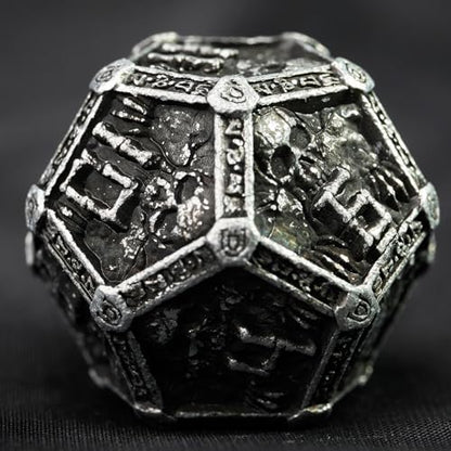 Metal DND Dice Set for D&D Dungeons and Dragons RPG Game Skull Wizard Theme Polyhedral Dice with Metal Gift Box for Dice Goblin Collectable Unique Skeleton Halloween Accessories (Black) - color: Black