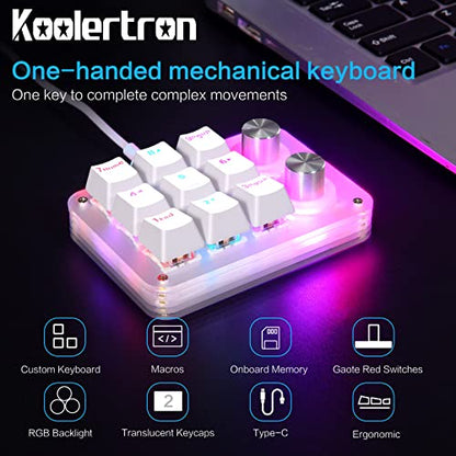 Koolertron 9-Key Mechanical Numpad with 2 Programmable Knobs, LED Backlit Macro Gaming Keyboard, Fully Customizable Numeric Keypad for PC - style: 9 Keys//Red switches/RGB Backlight/02