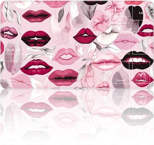 Playmat for MTG Magic Size 24x14 Inch Game Mats Tabletop Magic Play Mats,Premium Smooth Rubber Surface, Mousepad Compatible Qindaiwen for MTG RPG CCG Trading Card Game Play mats, Lipstick Kisses - color: Lipstick Kisses, size: playmat with zones