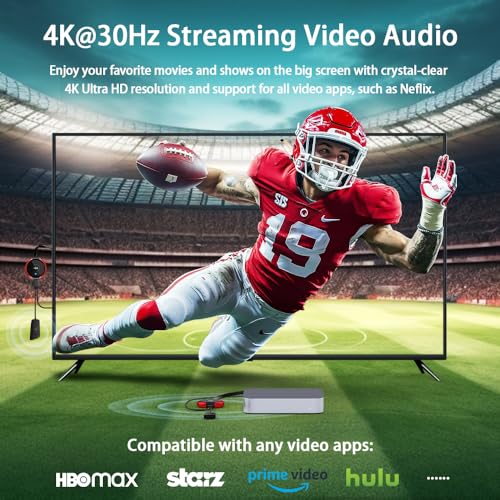 TIMBOOTECH Wireless HDMI Transmitter and Receiver 4K, Casting 5G Stable Video/Audio Wireless HDMI Extender Kit for PC, Laptop, Camera, TV Box, Smartphone, PS5 to Monitor, Projector, HDTV 165FT/50M - color: Red