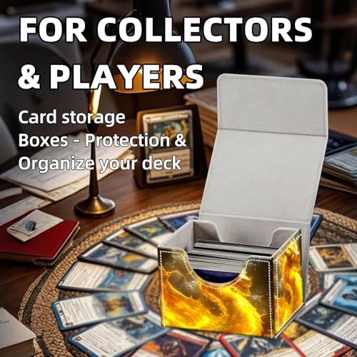 Trading Card Storage Box, Holds 100+ for MTG Cards, Premium PU Leather with Magnetic Closure, Golden Dragon With Lightning Durable Deck Box for Magic the Gathering, Trading Card Games - color: Golden Dragon With Lightning