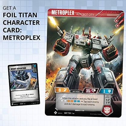 Transformers TCG Metroplex Deck | Foil Titan-Sized Character Card | 44 Cards Incl. Scamper, Six Gun, Slammer