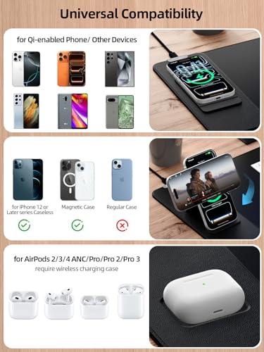Wireless Charging Mouse Pad with Magnetic Phone Stand, 31.5"x15.8" Large | Waterproof Mousepad Desk Mat, Smooth Glide, Stitched Edge, Non-Slip Rubber Base, Computer Keyboard Mat, with Adapter - color: Black-Mag Stand-Adatper