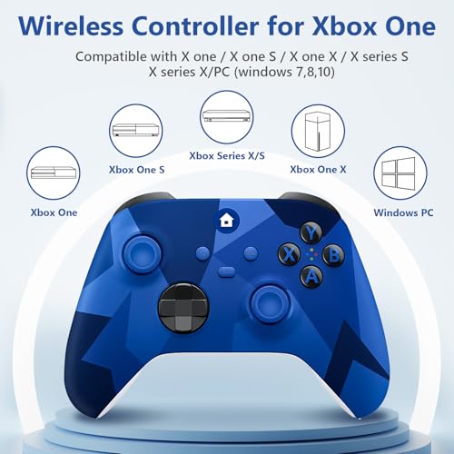 Xnmbbyzl Xbox One Controller,Wireless Controller Compatible with Xbox One/One S/One X/One Series X/S/PC，with 3.5mm Audio Jack,with 2.4GHz Wireless Adapter，Camo Blue