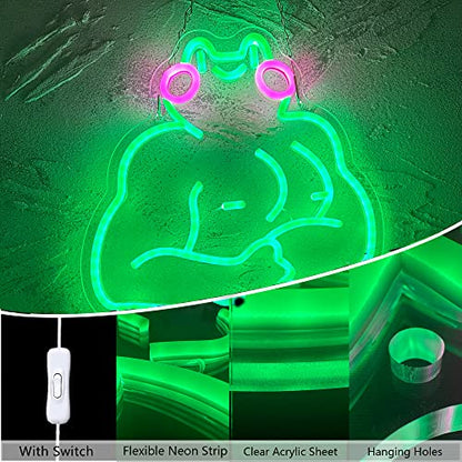 Fitness Frog Neon Sign - LED Muscle Frog Neon Light Sign 11.8x13 Inch Gym Room Wall Art USB Powered Gym Wall Decor Motivational Workout Room Home Office Art Christmas Birthday Gift - style: Muscle Frog