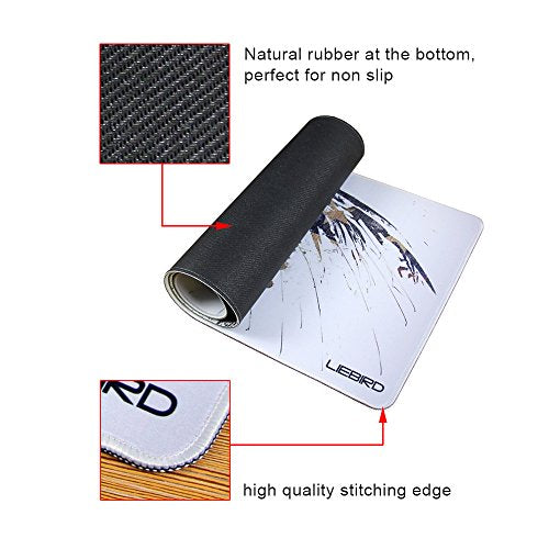 LIEBIRD® Extended XXXL Gaming Mouse Pad -31.5Lx11.8Wx0.12H- Portable with Extended XXL Size - Non-Slip Rubber Base - Special Treated Textured Weave with Precision Control (Eagle Flag) - color: Eagle Flag-XXL
