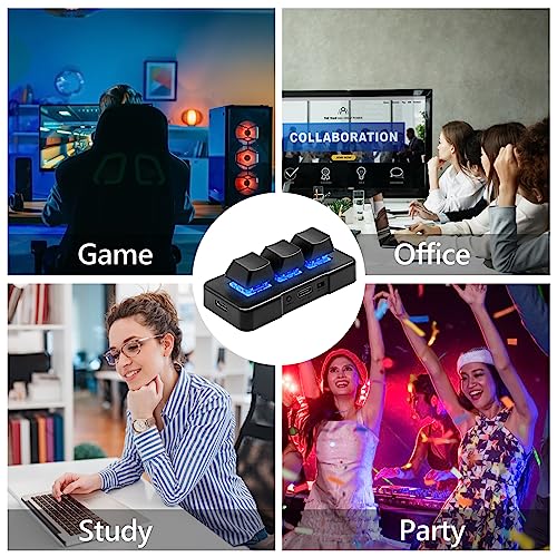 USB Mechanical Gaming Keyboard 3 Key Mini Keypad Customize Programmable Macro Keyboard OSU Keypad One Key Control Combo with RGB Backlit for PC Video Game Office Work Sheet Music,HID