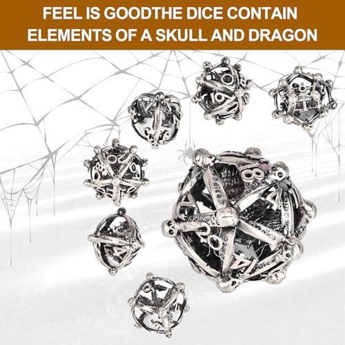 DND Metal Dice Set, UBEUCK 7PCS Gear Metal DND Dice Set for Dungeons & Dragons Board Games Boxes (Antique Nickel dice 2) - color: Antique Nickel Dice 2