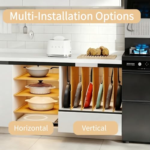 6 Pcs Wood Tray Dividers for Cabinet, Cuttable Insert Organizer | Plug-in Cookie Sheet Organizer, Multi-Layer Embedded Storage,Kitchen Cabinet Organization,Space-Saving Organizer for Kitchen