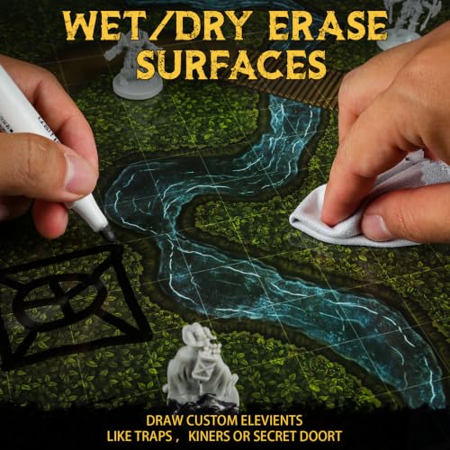 CZYY DND Battle Map Book, Reusable RPG Terrain Kit for Miniature Battles | 32 Dry & Wet Erase Maps, 100+ Scenery Decals, 1 in Grid, Lay-Flat Design, Fast Setup for Campaigns & Game Nights