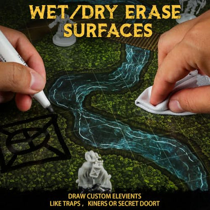 CZYY DND Battle Map Book, Reusable RPG Terrain Kit for Miniature Battles | 32 Dry & Wet Erase Maps, 100+ Scenery Decals, 1 in Grid, Lay-Flat Design, Fast Setup for Campaigns & Game Nights