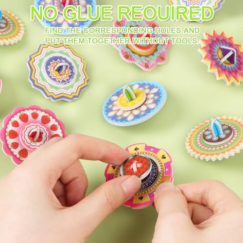 LOMIMOS 3D Cartoon Puzzle for Kids, 30 Pieces 3D Jigsaw Gyroscope Montessori Toys Creative Learning Model Paper Puzzle Game for Xmas Art DIY Craft Gift Decor Classroom Prize Party Favor - style: Gyroscope