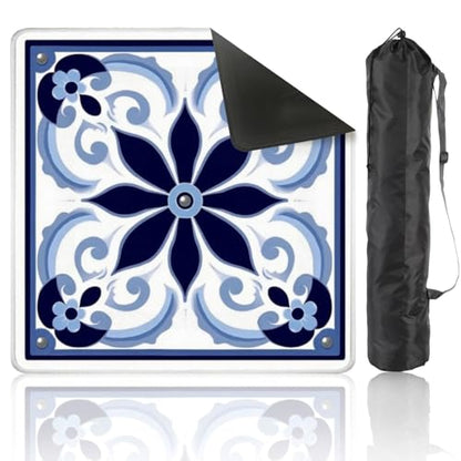 Mahjong Mat 31.5" x 31.5" Blue White Ceramic Tile Floral Swirl Non-Slip Noise Reduction Mahjong Tiles Table Cover for Dominoes Poker Card Board and Tile Games Gift - color: Color8
