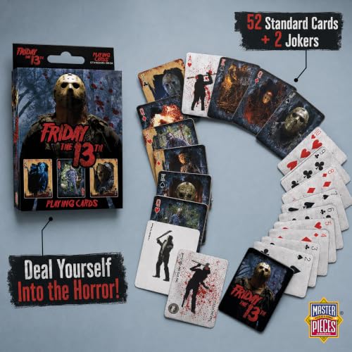 Masterpieces Friday the 13th Playing Cards - 54 Card Deck, Officially Licensed - Ages 4+ - style: Friday the 13th