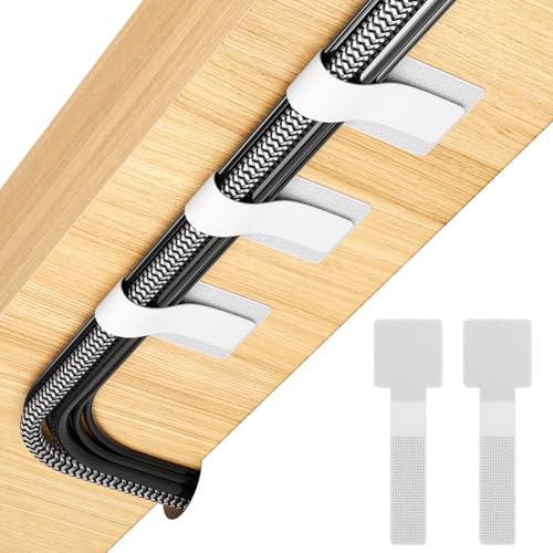 100Pcs Cable Straps Hook and Loop Cable Ties - Cable Holder for Desk Cable Management Under Desk - Computer Cord Organizer for Home Office Gaming Setup - White - color: White 100pcs