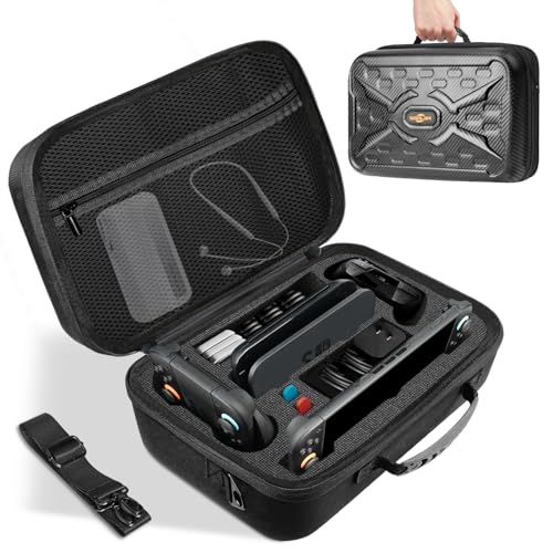 sarlar Carrying Case for Nintendo Switch 2 Console, Joy-Con 2 Charging Grip, Strap, Dock, Pro Controller, AC Adapter Accessories, Large Capacity All-in-One Hard Case for Travel and Storage - color: Black, size: L/Switch 2 Console & All Accessories