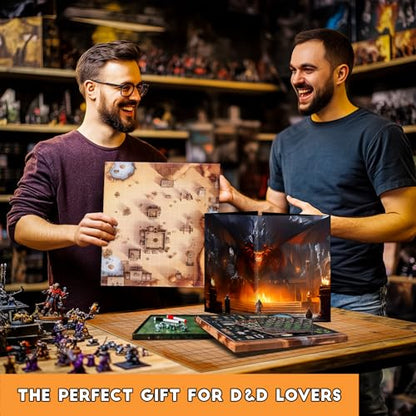 CZYY RPG Starter Set, Foldable Battle Mat, DM Screen, Game Tokens & Dice | 2-Sided Wet & Dry Erase Terrain Map, Scenery Pieces & Marker Pens, DND Starter Accessories, Gift for Player & Dungeon Master